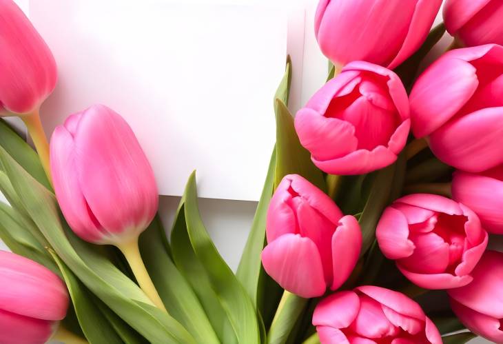 Pink Tulips and Message Card CloseUp A Springtime Gift of Love